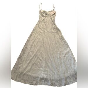 NWT CHERLEY Elegant Floral Print Quilted Lace Up Back Formal Party Flowy Maxi